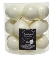 Decoris kerstballen glas Wolwit 4cm 18st