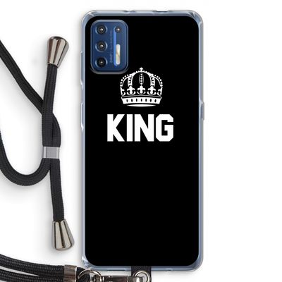 King zwart: Motorola Moto G9 Plus Transparant Hoesje met koord