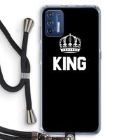 King zwart: Motorola Moto G9 Plus Transparant Hoesje met koord