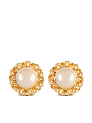 Susan Caplan Vintage boucles d'oreilles à perle artificielle (années 1990)