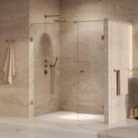 BRAUER Void Carving Nisdeur - 2-delig - 180x200cm - 70cm draaideur aan muur - glascoating - omkeerbaar - helder glas - geborsteld goud PVD GS-VOCN2H70110200GG