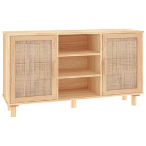 The Living Store Dressoir Meubel - 105 x 30 x 60 cm - Bruin hout en rattan