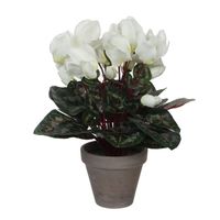Cyclaam kunstplant wit in keramieken pot H30 x D30 cm   - - thumbnail