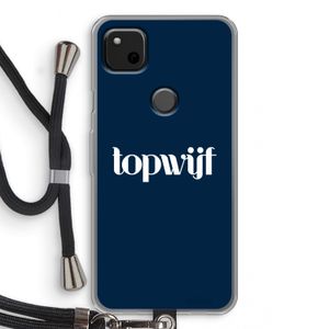 Topwijf Navy: Pixel 4a Transparant Hoesje met koord