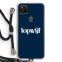 Topwijf Navy: Pixel 4a Transparant Hoesje met koord
