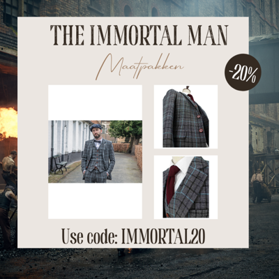 Maatpak Voor Heren | 3-delig Pak | Grijs/hemelblauw Pied-de-poule | Danny Whizz-Bang | Peaky Blinders | Peaky Blinders