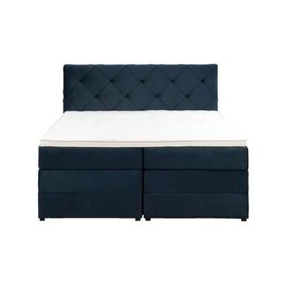 Boxspring met opbergruimte Liv geruit - blauw - 160x200 cm - Leen Bakker