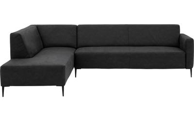 Goossens Bank Key West antraciet, micro leer, 3-zits, modern design met ligelement links