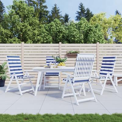 VidaXL Stoelkussens 4 st hoge rug stof gestreept wit en blauw