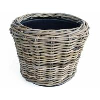Planten/bloemen mand - rotan - gevlochten riet - D33 x H24 cm - drypot - plantenpot Planten/bloemen mand - rotan - gevlochten riet - D33 x H24 cm - drypot - plantenpot