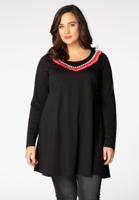 Yoek Tunic wide bottom tape | Zwart | Maat 38/40