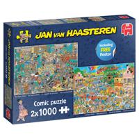 Jan van Haasteren De Muziekwinkel & Vakantiekriebels - 2x 1000 stukjes - Legpuzzel voor Volwassenen - thumbnail