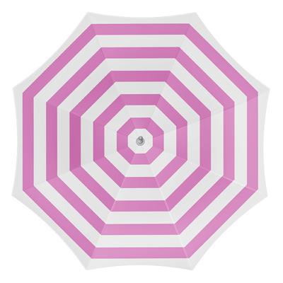 Parasol - fuchsia/wit - gestreept - D180 cm - UV-bescherming - incl. draagtas