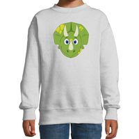 Cartoon dino trui grijs voor jongens en meisjes - Cartoon dieren sweater kinderen - thumbnail