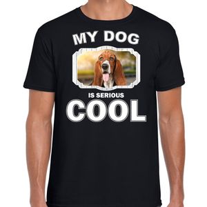 Basset honden t-shirt my dog is serious cool zwart voor heren