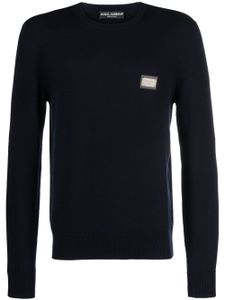 Dolce & Gabbana logo-plaque wool-blend jumper - Bleu