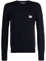 Dolce & Gabbana logo-plaque wool-blend jumper - Bleu - thumbnail