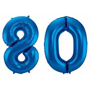 Cijfer ballon 80 jaar blauw