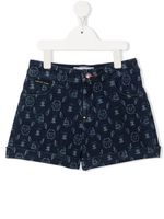 Philipp Plein Junior short en jean à motif monogrammé - Bleu - thumbnail