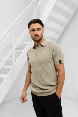 Quotrell Couture Cairo Knitted Polo Heren Beige/Wit - Maat M - Kleur: Beige | Soccerfanshop