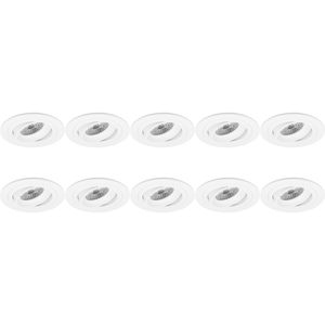 Spot Armatuur 10 Pack - Pragmi Alpin Pro - GU10 Inbouwspot - Rond - Wit - Aluminium - Kantelbaar - Ø92mm