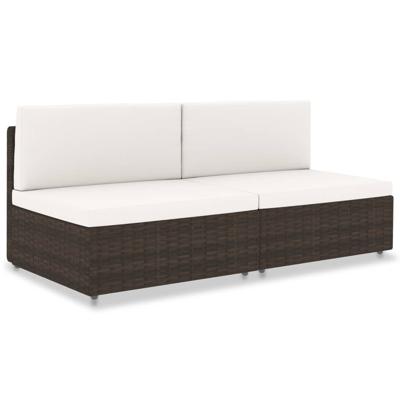 Tweezitsbank sectioneel poly rattan bruin