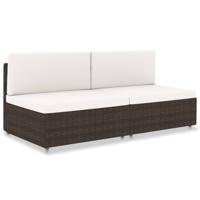 Tweezitsbank sectioneel poly rattan bruin