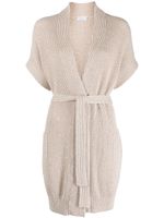 Brunello Cucinelli cardigan sans manches en maille épaisse - Marron
