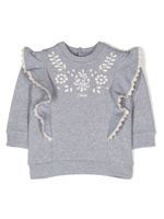 Chloé Kids sweat volanté à bords festonnés - Gris - thumbnail