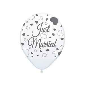 Ballonnen just married - 8x - wit - 30 cm - bruiloft/huwelijk