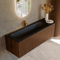 Badmeubel Mondiaz Kurve | 145 cm | Meubelkleur Walnut | Wastafelkleur Urban | Links spoelbak | 1 kraangat