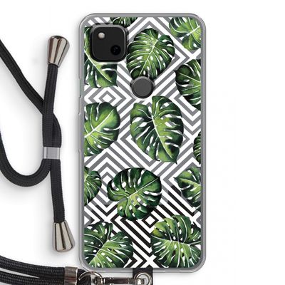 Geometrische jungle: Pixel 4a Transparant Hoesje met koord