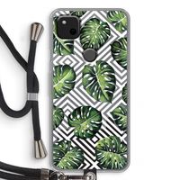 Geometrische jungle: Pixel 4a Transparant Hoesje met koord