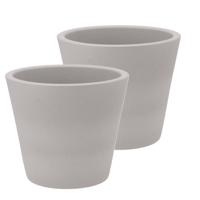 DK Design Bloempot/plantenpot - 2x - Vinci - lichtgrijs mat - voor kamerplant - D19 x H21 cm