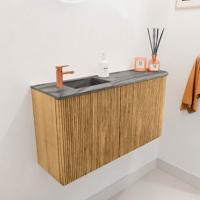 Toiletmeubel Mondiaz Joya Dlux | 81.6 cm | Meubelkleur Oak | Faye wastafel Sombra Wasbak Links | 1 kraangat
