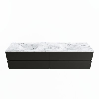 MONDIAZ VICA-DLUX 200cm badmeubel onderkast Urban 4 lades. Inbouw wastafel CLOUD dubbel zonder kraangat, kleur Glace.