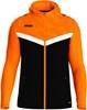 JAKO 6824 Jas Met Kap Iconic - Zwart/Fluo Oranje - S