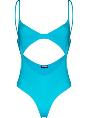 Jacquemus maillot de bain Aranja à taille haute - Bleu
