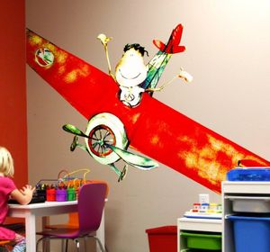 Kinderen jongetje in vliegtuig sticker