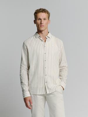 No- Excess Shirt Verical Big Stripes With Linen Overhemd 310 Light Desert