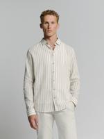 No- Excess Shirt Verical Big Stripes With Linen Overhemd 310 Light Desert