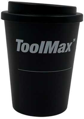 ToolMax Koffiebeker 300ml | Dubbelwandig | Zwart | Draaideksel - TM-Koffiebeker