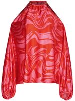 Silvia Tcherassi blouse en soie Janina à motif marbré - Rouge - thumbnail