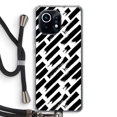 Zwarte vegen: Xiaomi Mi 11 Transparant Hoesje met koord