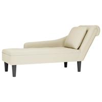 Chaise longue met kussen&rechterarmleuning fluweel crèmekleurig