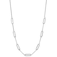 Ketting Ovalen zilver-zirconia wit 42-45 cm - thumbnail