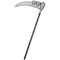 Zwarte zeis van magere Hein - plastic - 103 cm - Halloween wapens accessoires - thumbnail