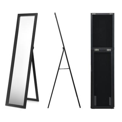 2 in 1 Passpiegel met Houten Lijst 37 x 155 cm Zwart