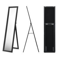 2 in 1 Passpiegel met Houten Lijst 37 x 155 cm Zwart