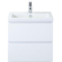 Vogue Badmeubelset 60 cm - Greeplijst in Kleur - Wit Hoogglans - Keramische Wastafel Wit 1 Kraangat